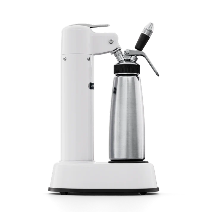 Alpine white CarboPress carbonation machine on a white background